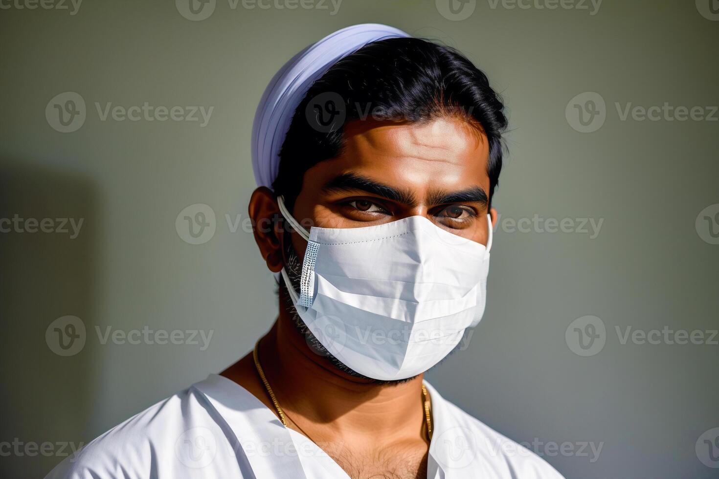 An indian man wearing protective mask. COVID 19. Mask-Wearing with Confidence. photo