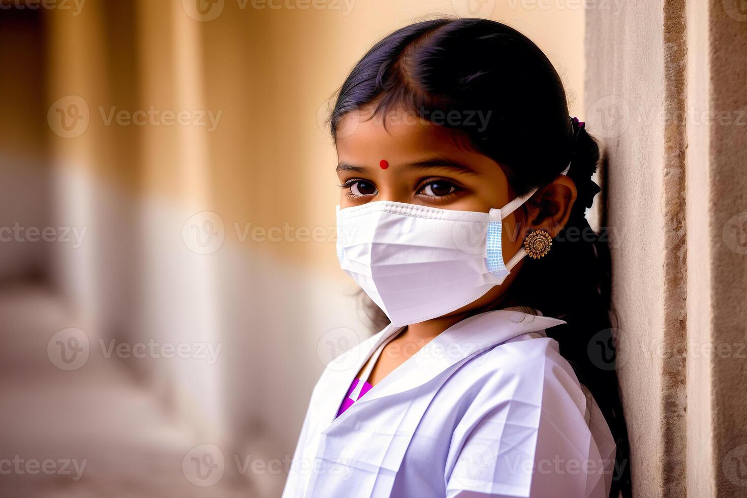 An indian girl wearing protective mask. COVID 19. Mask-Wearing with Confidence. photo
