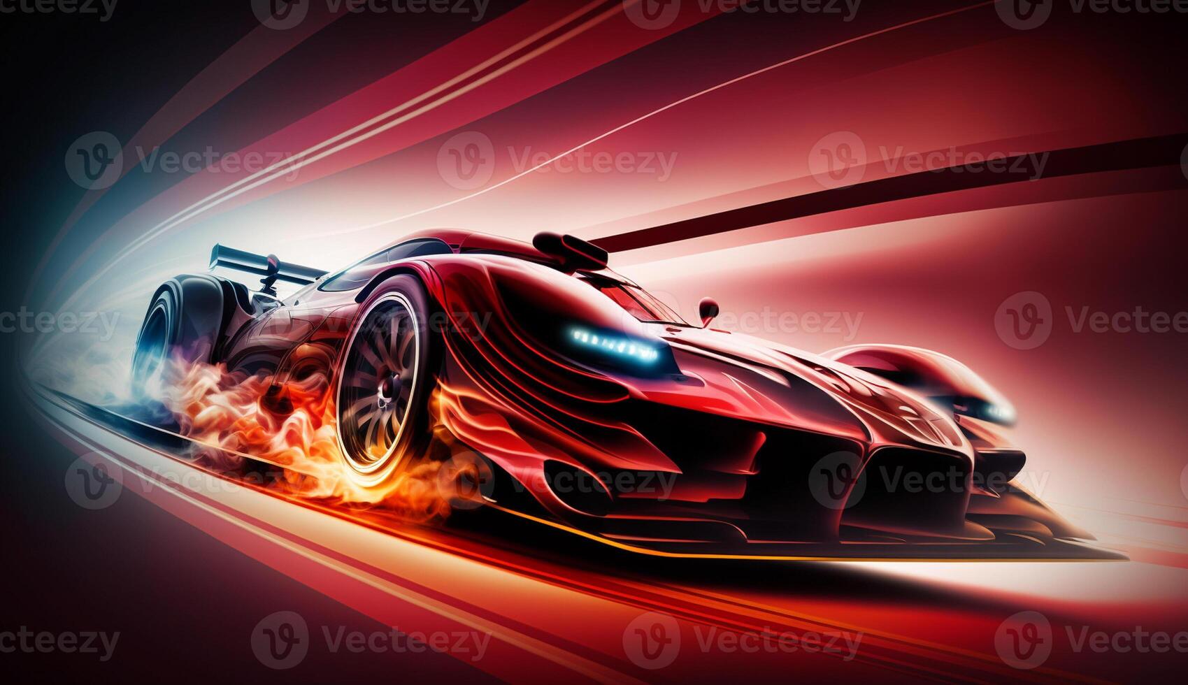 Sport car on the road with motion blur fast background, photo
