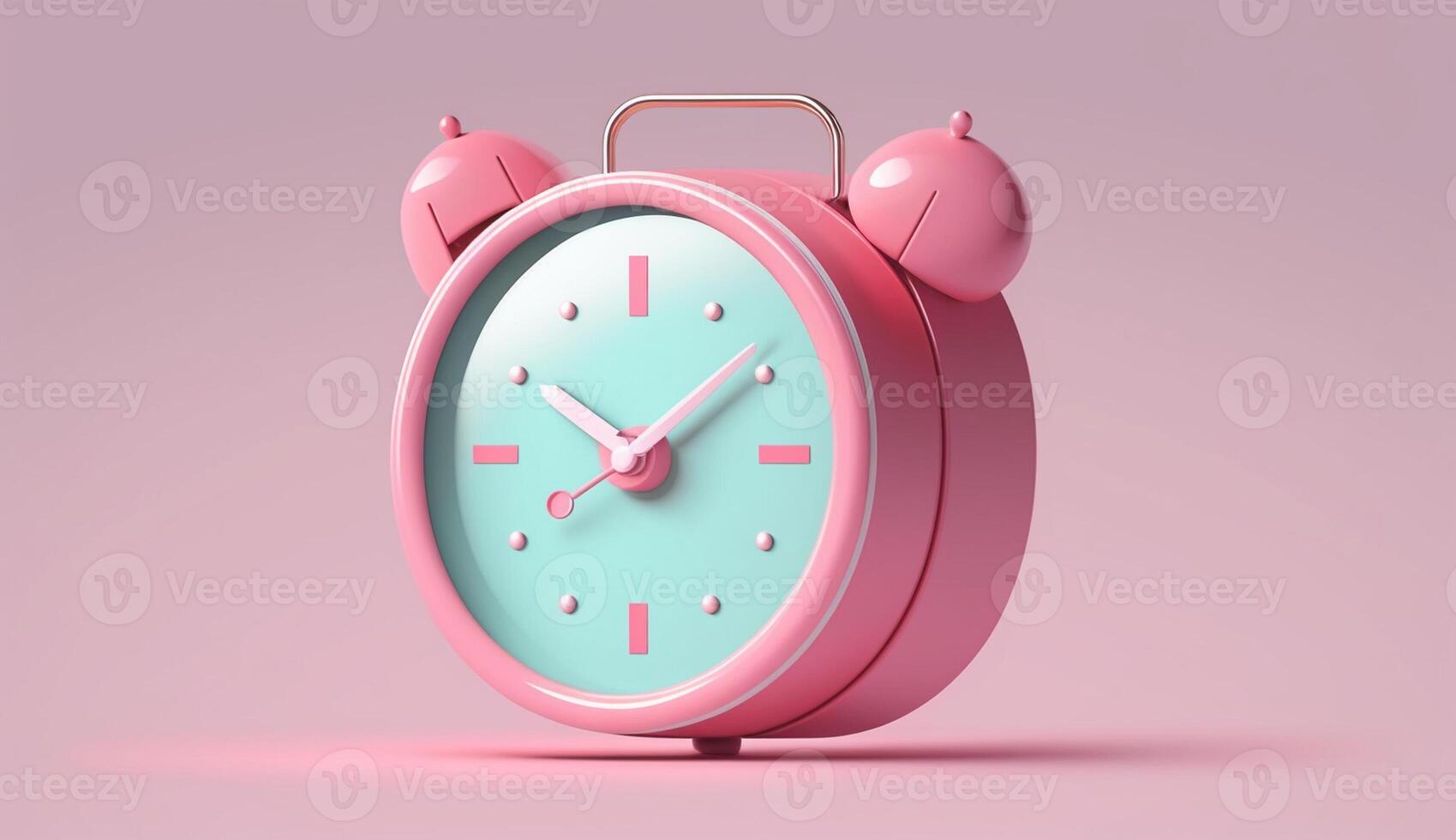 Pink alarm clock on a pink background, photo