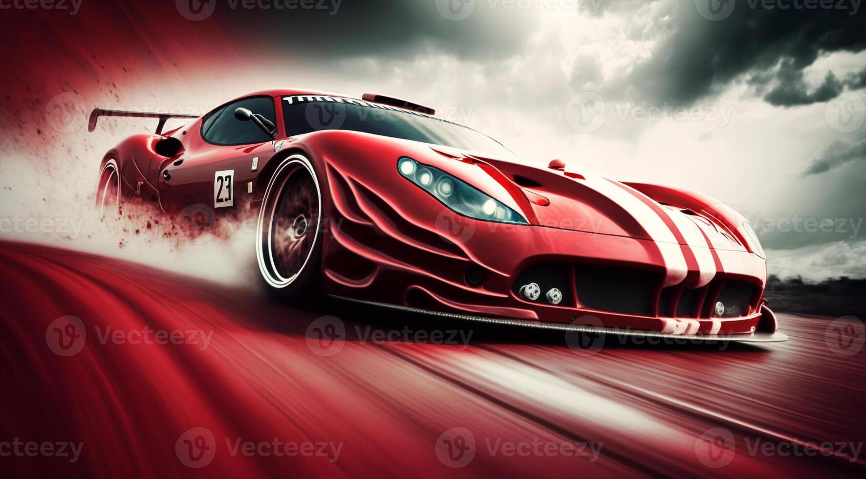Sport car on the road with motion blur fast background, photo