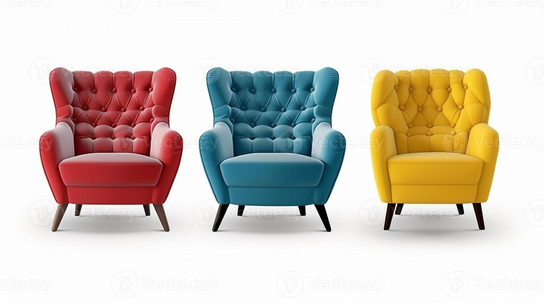 Collection of Luxury armchairs isolated on white background, photo