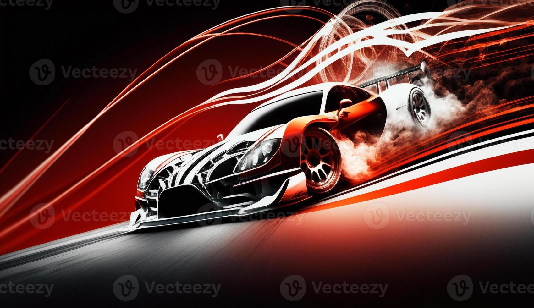 Sport car on the road with motion blur fast background, photo