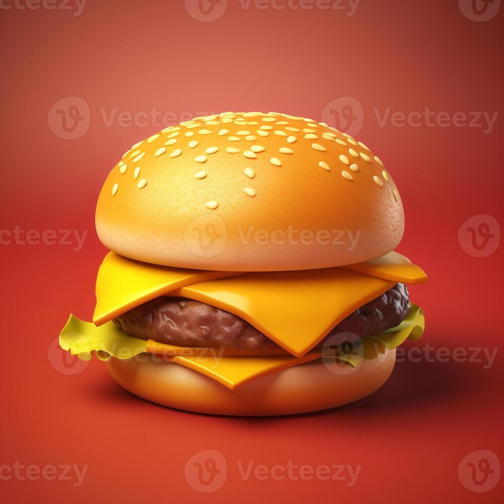 Tasty cheeseburger on brown background, photo