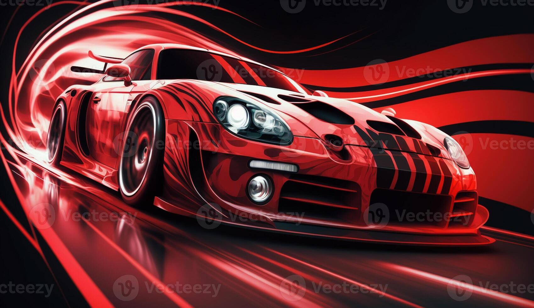 Sport car on the road with motion blur fast background, photo