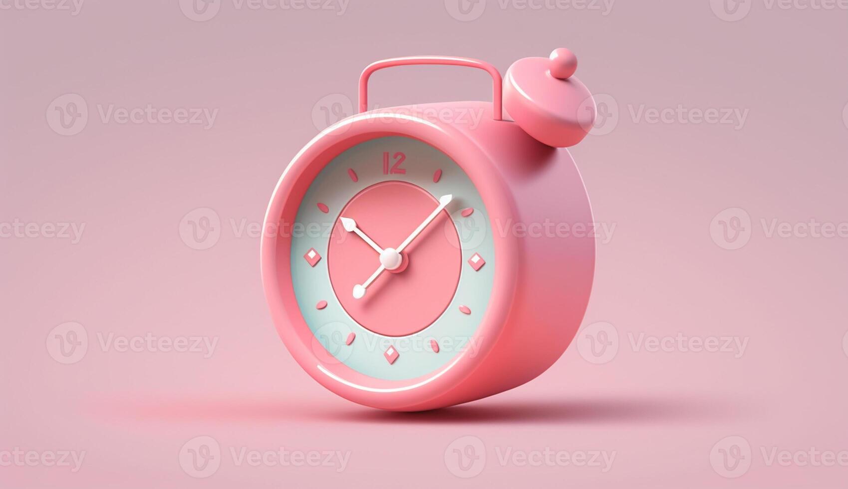 Pink alarm clock on a pink background, photo