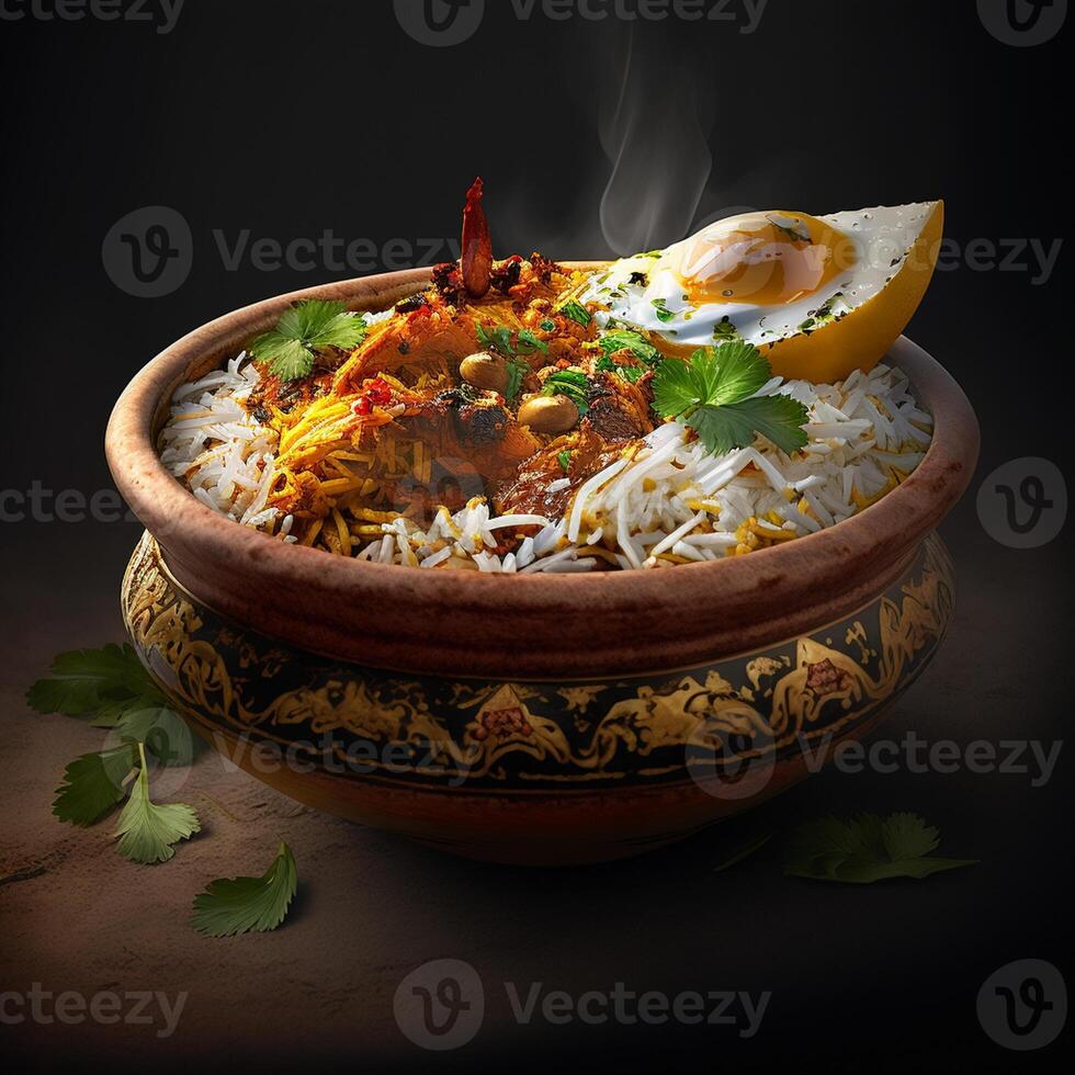 Biryani Rice in Bowl, Desi Food Indian Biryani In Bowl, photo