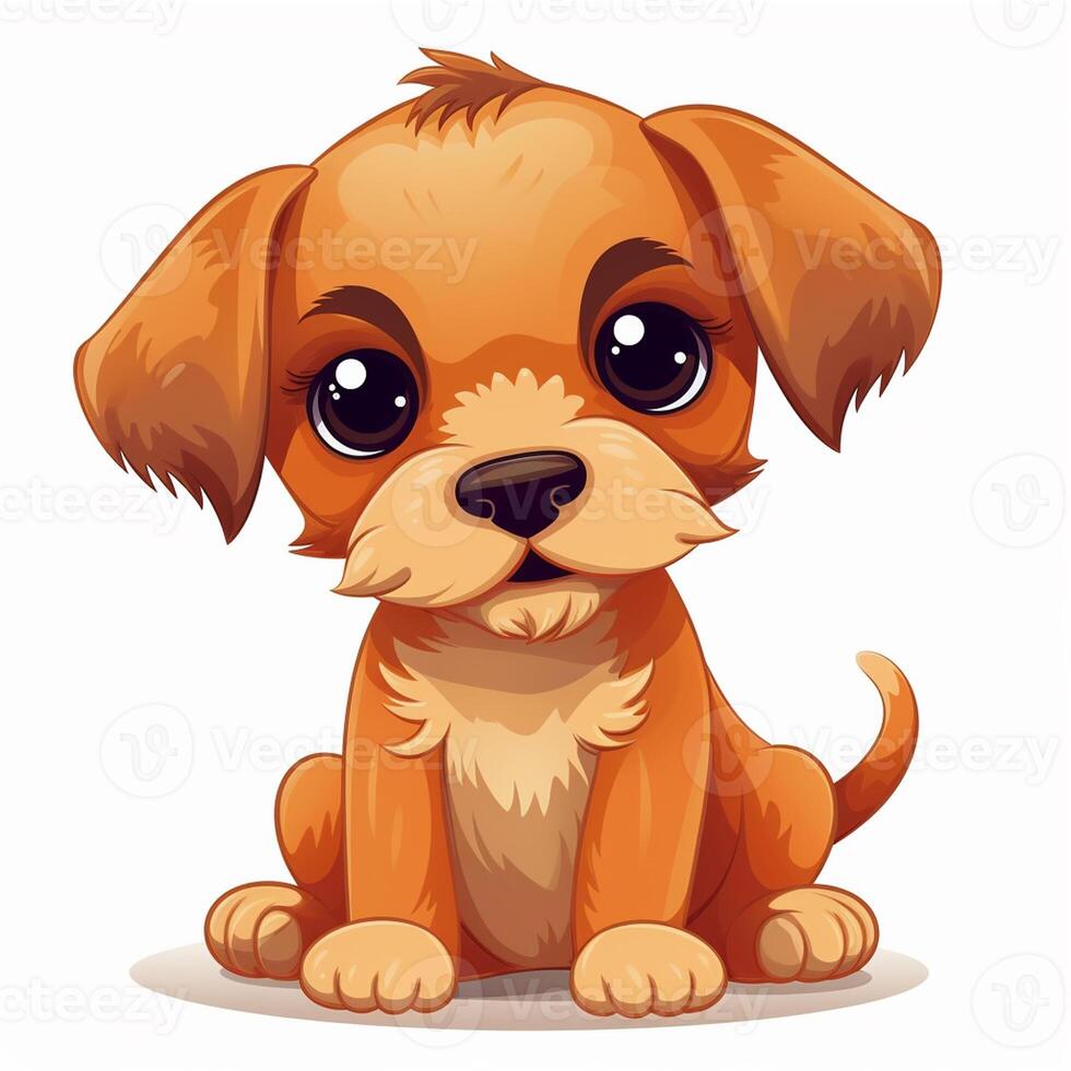 Cute puppy dog sit in white isolated background, photo
