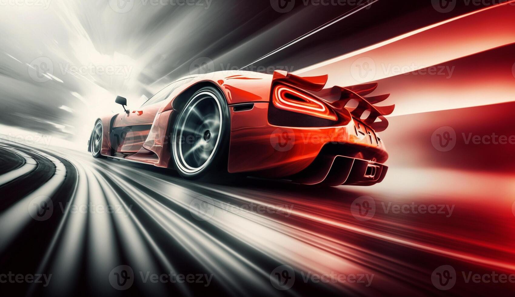 Sport car on the road with motion blur fast background, photo
