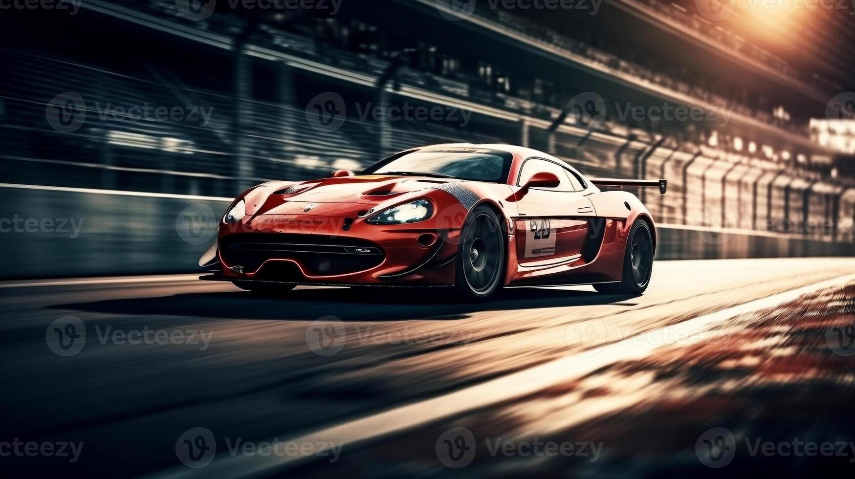 Sport car on the road with motion blur fast background, photo
