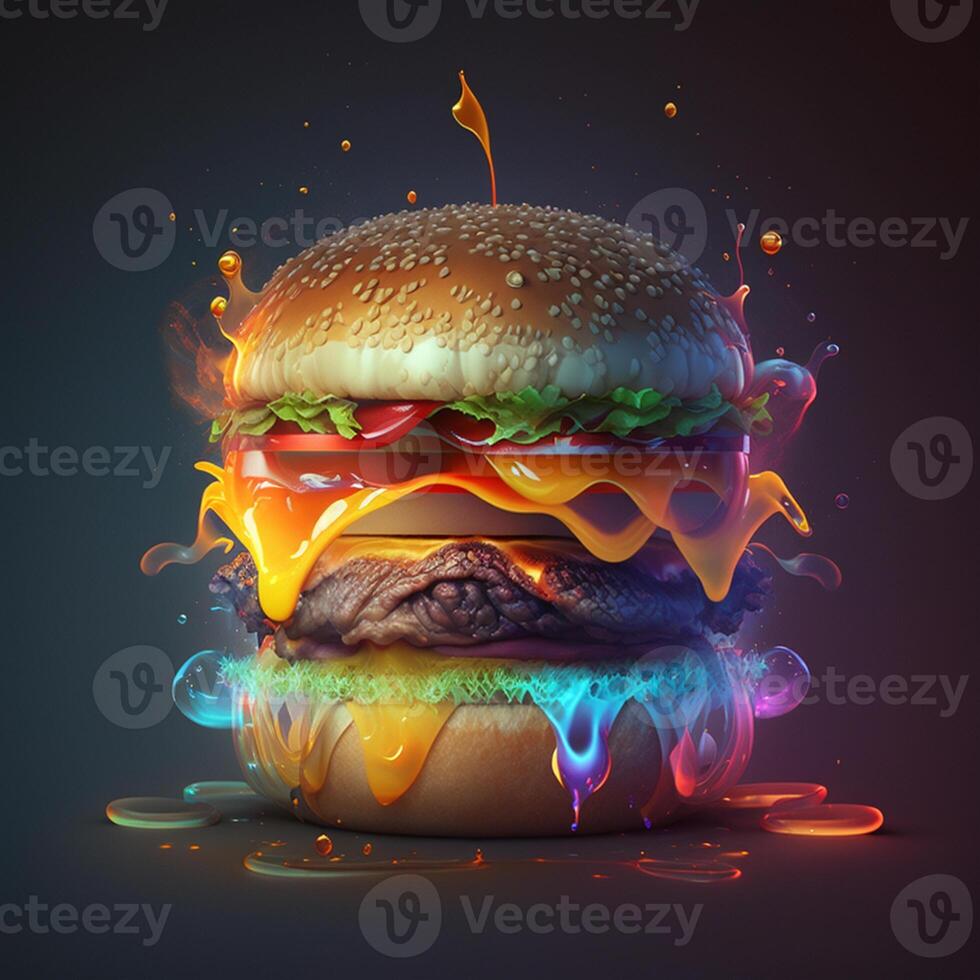 Big tasty cheeseburger on a dark background, photo
