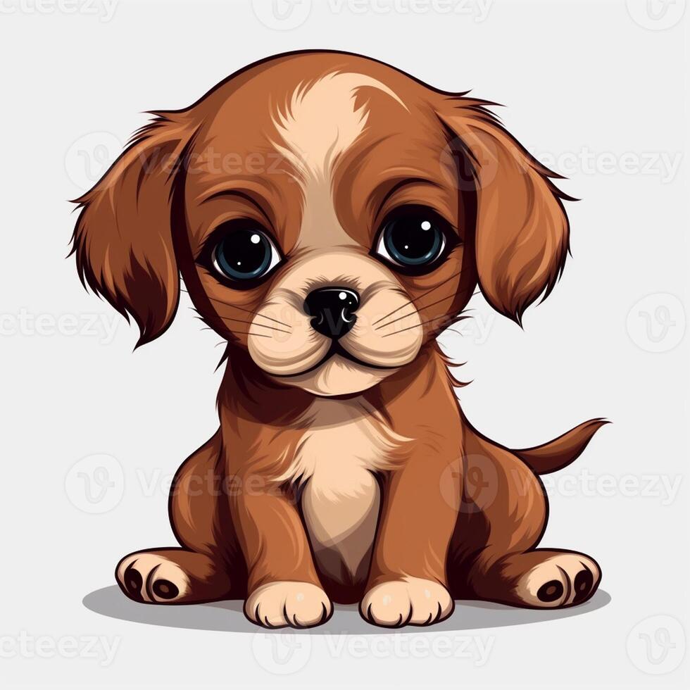 Cute puppy dog sit in white isolated background, photo