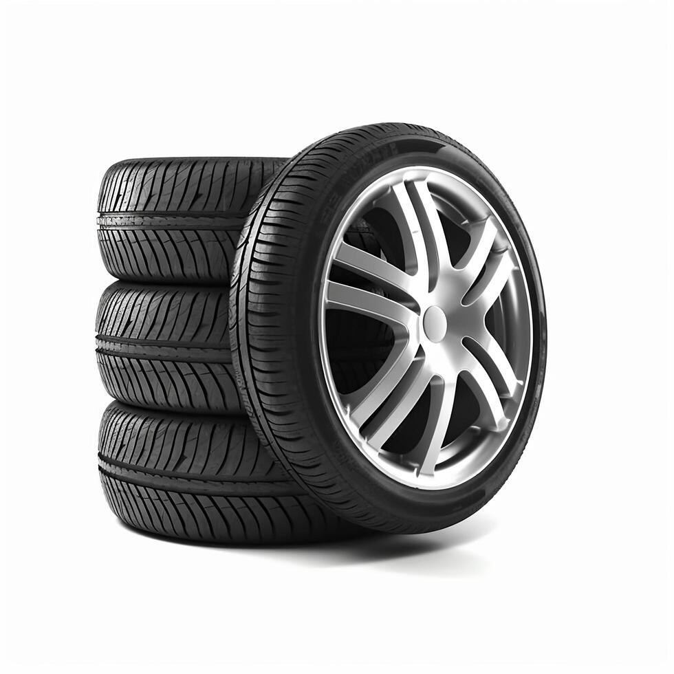 Car tires stack isolated on white background, photo