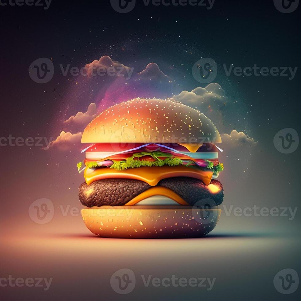 Big tasty cheeseburger on a dark background, photo