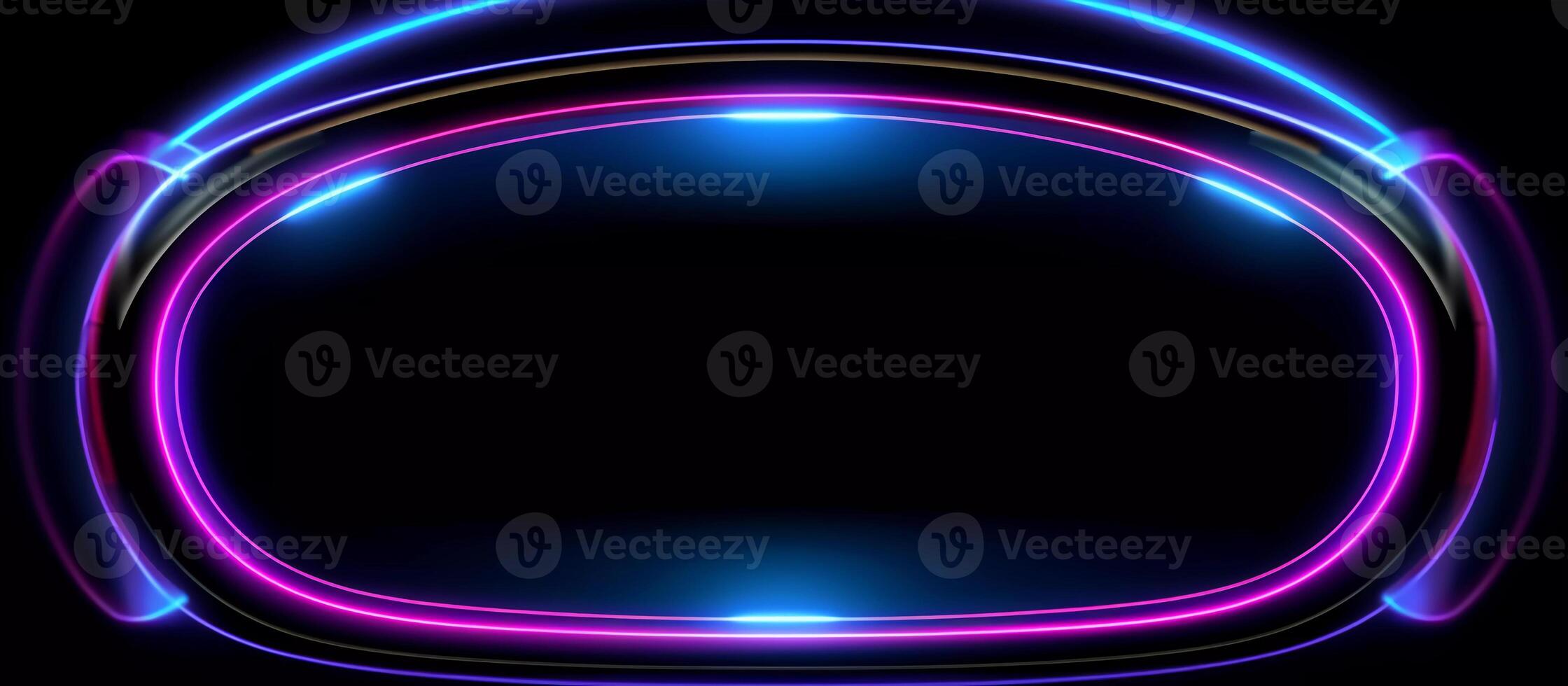 perfect choice for businesses looking for a design that is both futuristic and edgy, this abstract blue and purple neon light shape design on a black background photo