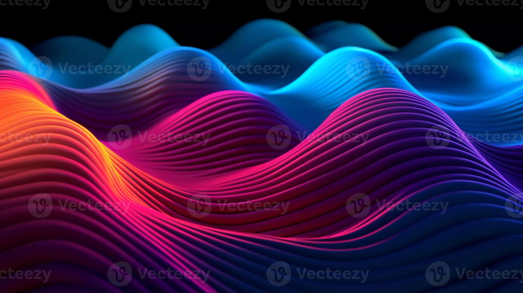 3d electronic music background abstract wave and waves pattern, 3d landscape, in the style of multi-colored minimalism, long exposure photo