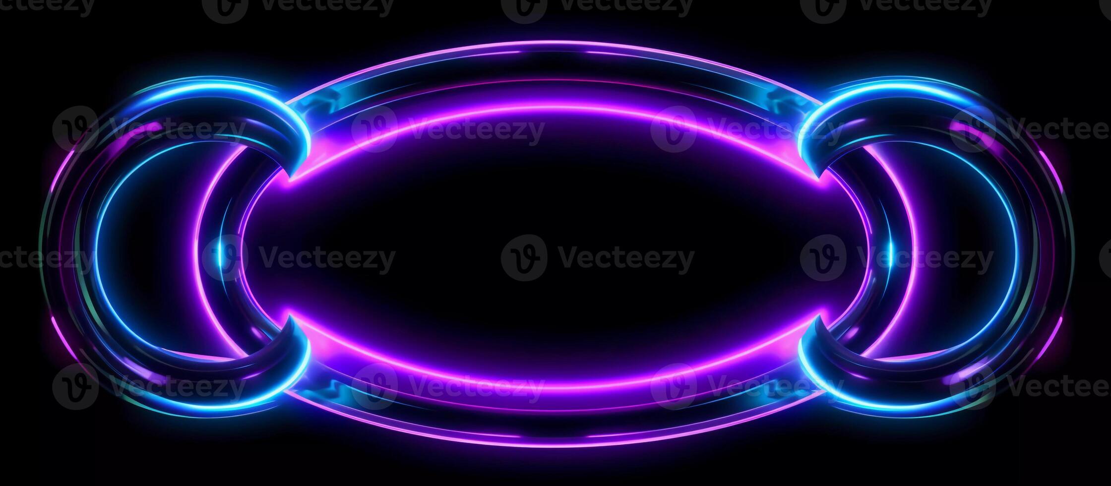 perfect choice for businesses looking for a design that is both futuristic and edgy, this abstract blue and purple neon light shape design on a black background photo