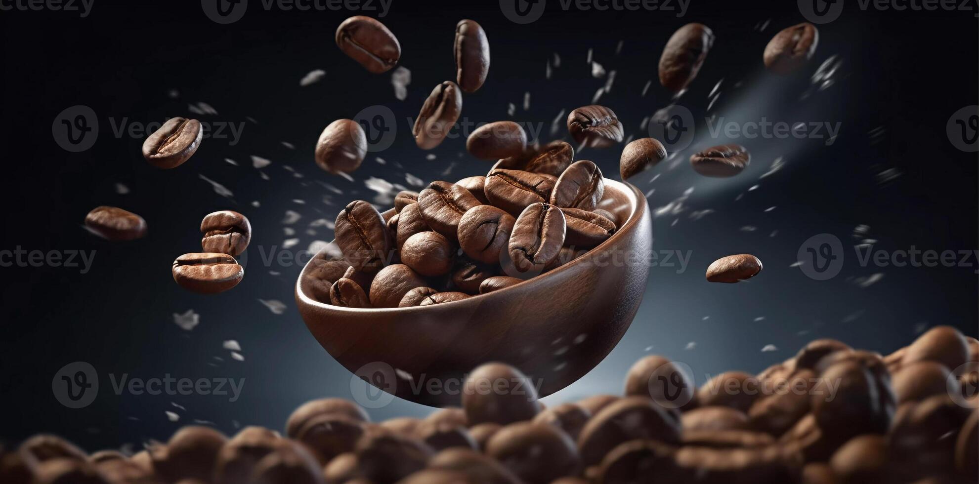 coffee bean falling texture coffee, in the style of photo-realistic landscapes, dark atmosphere, octane render, dark gray and light bronze photo