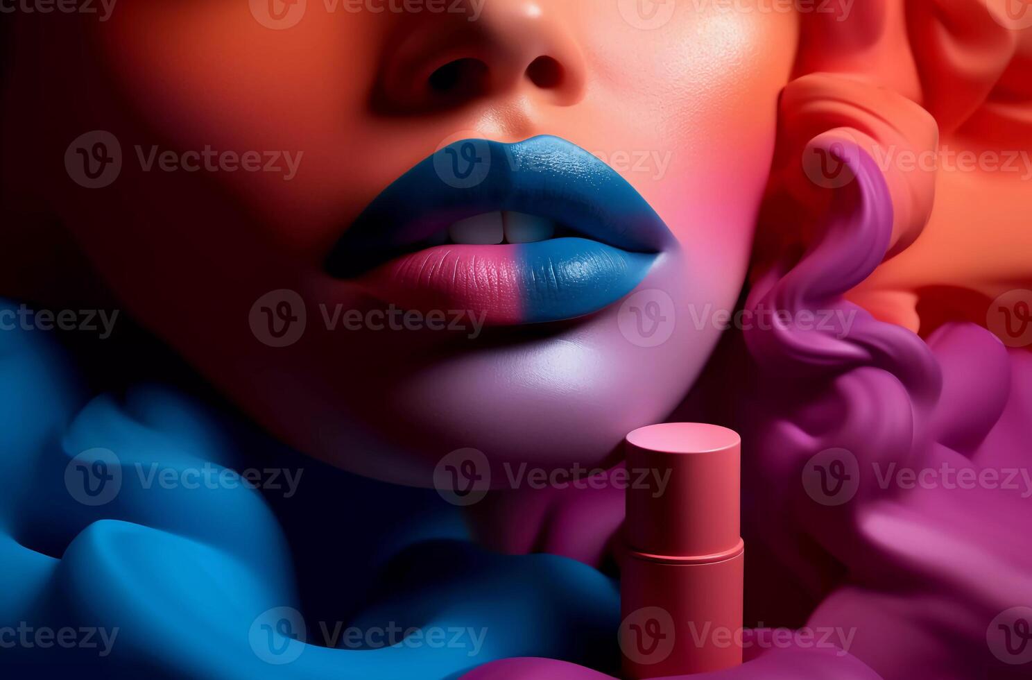 cosmetics set beauty products, lipstick, kahlo beauty, mascara and makeup art photo