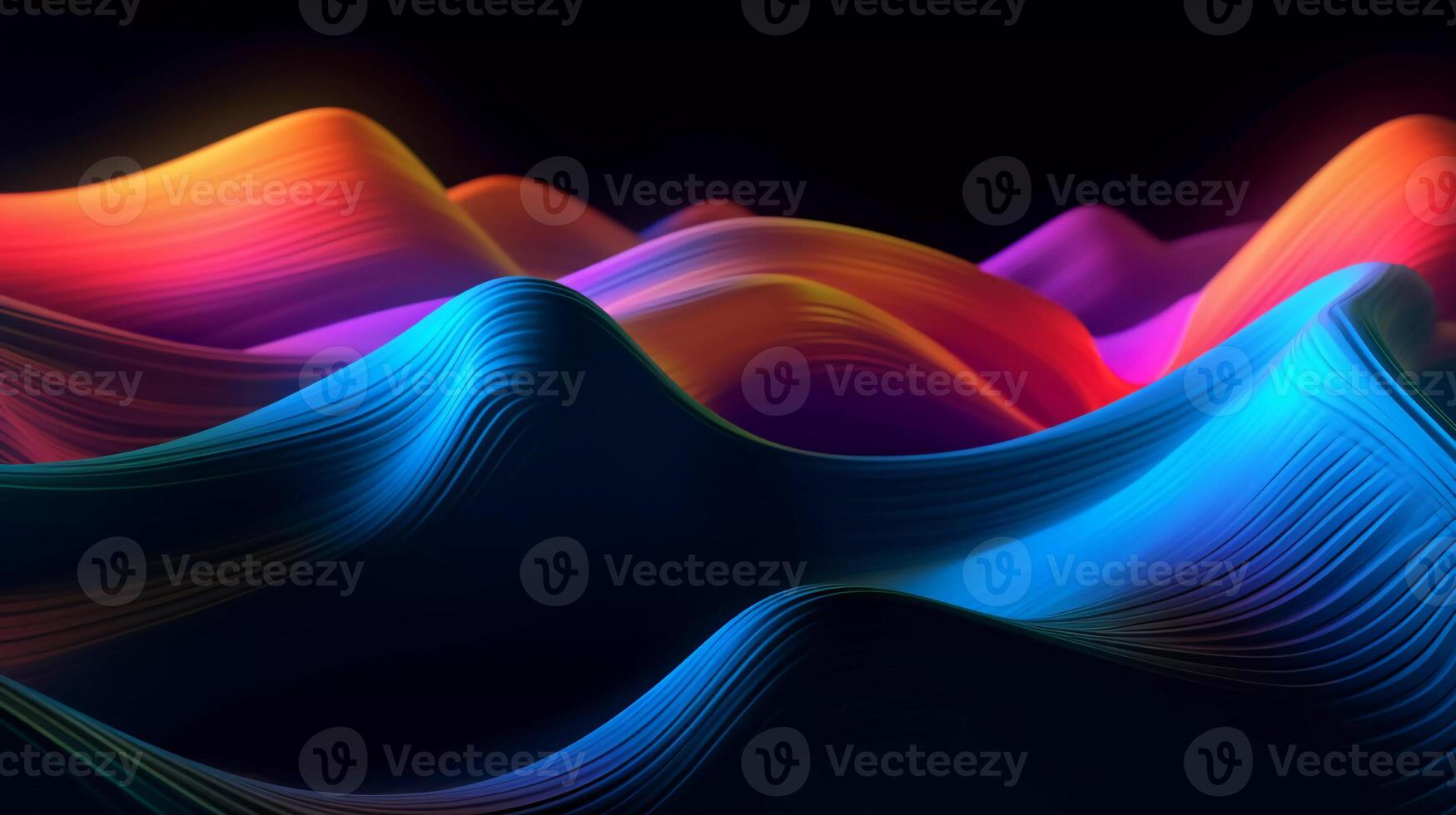3d electronic music background abstract wave and waves pattern, 3d landscape, in the style of multi-colored minimalism, long exposure photo