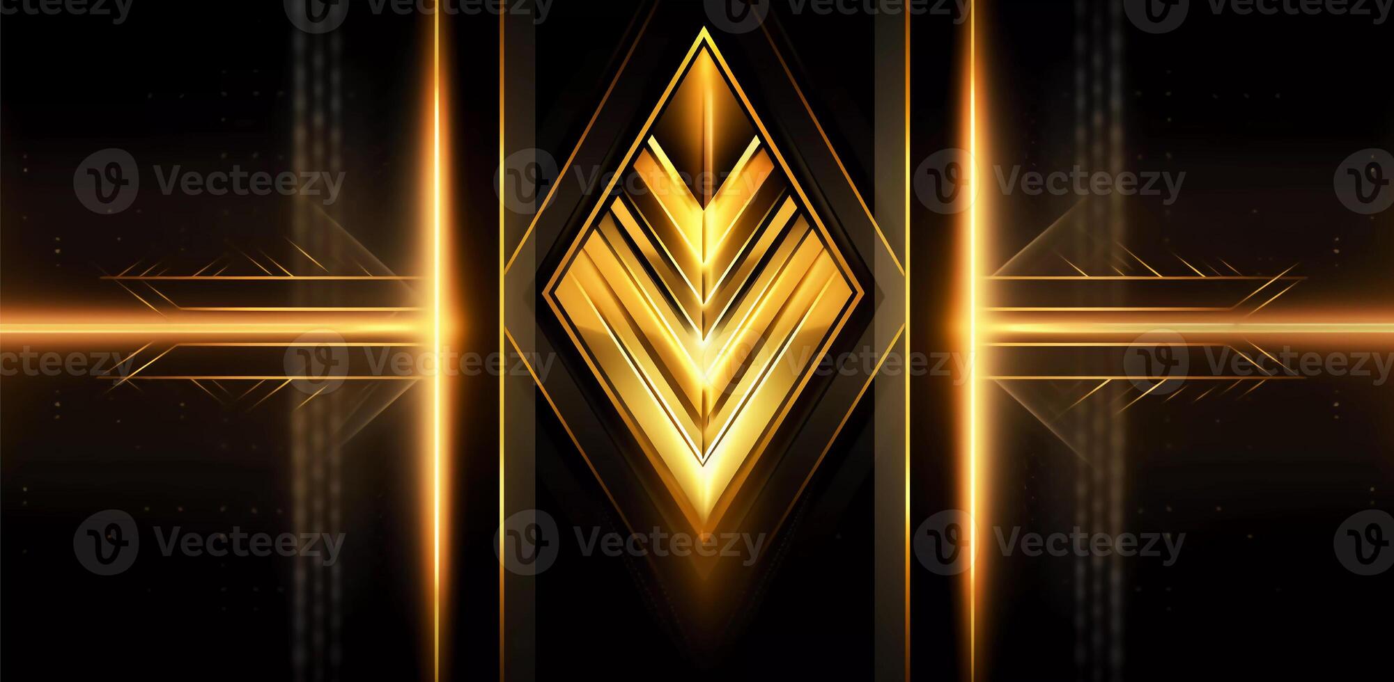 black deco background with a golden arrow on it, orderly symmetry, bold outlines, flat colors, decorative borders photo