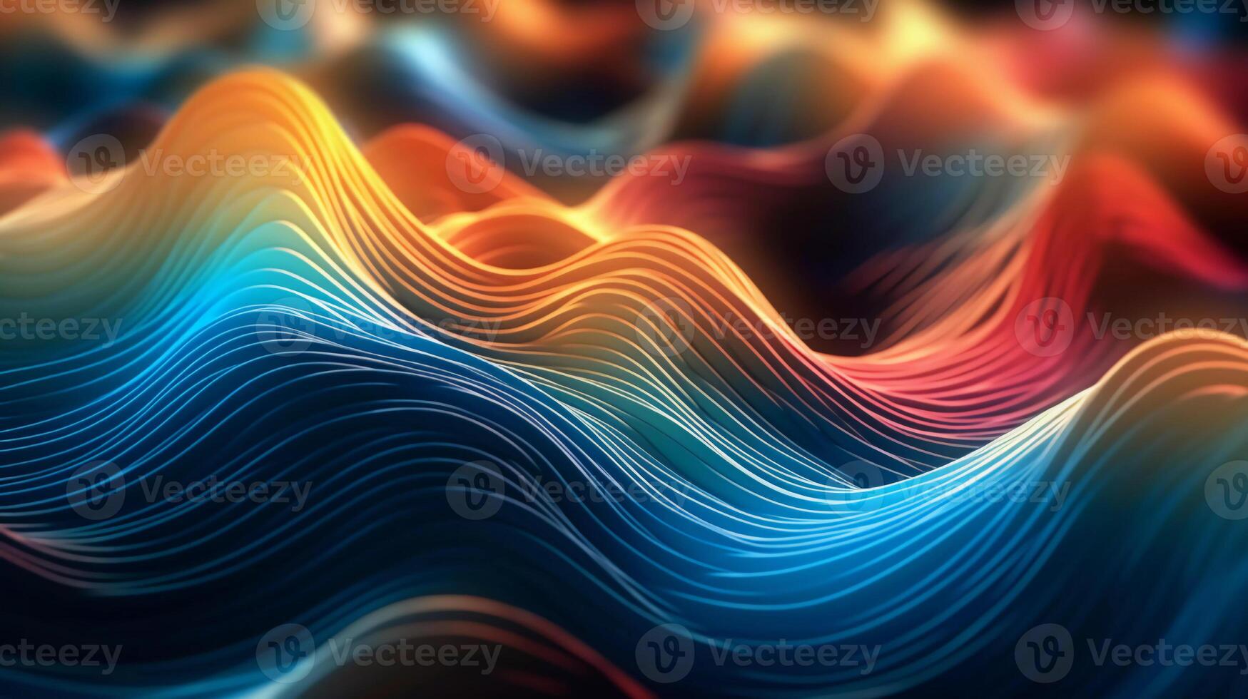 3d electronic music background abstract wave and waves pattern, 3d landscape, in the style of multi-colored minimalism, long exposure photo