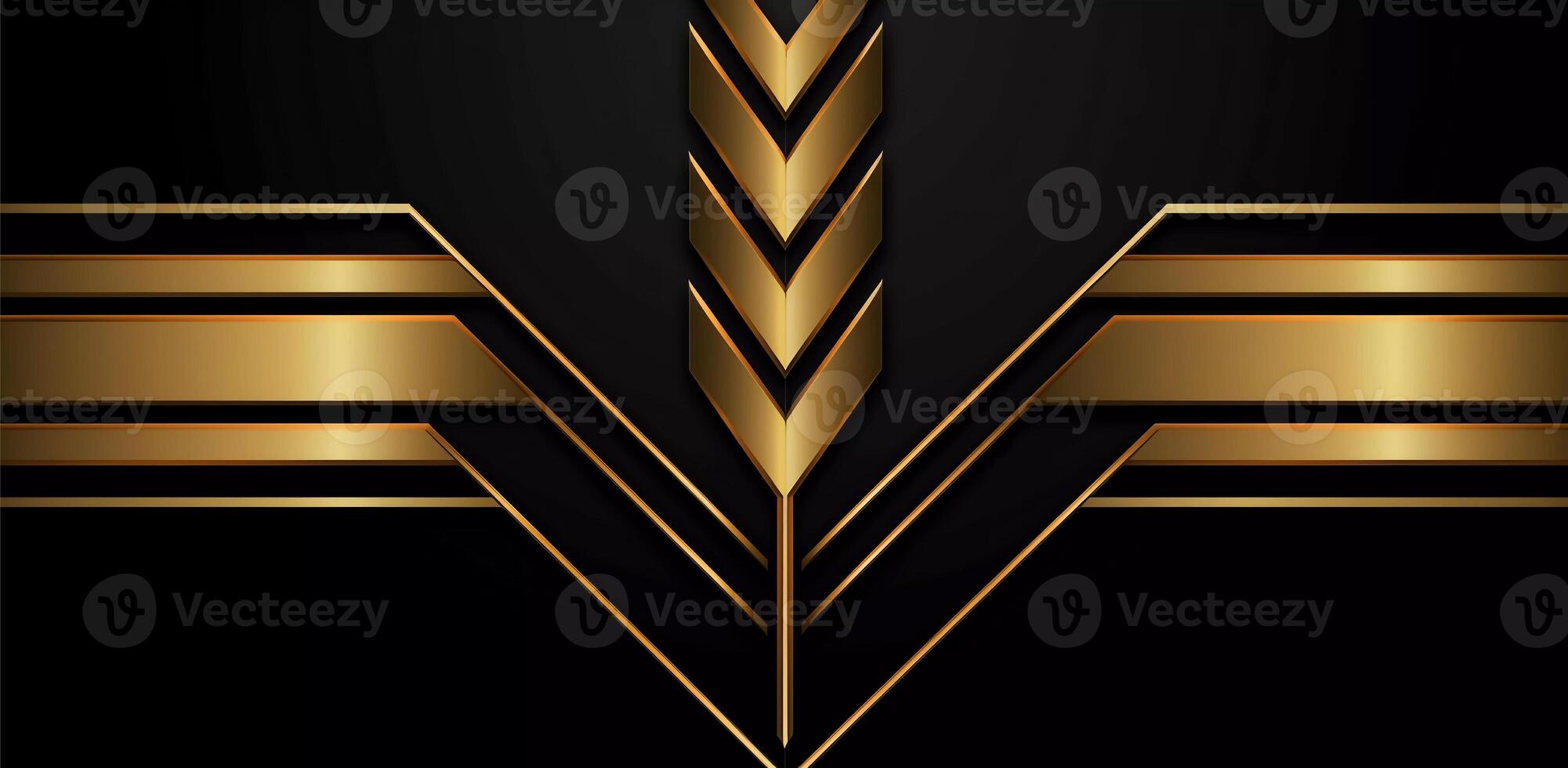 black deco background with a golden arrow on it, orderly symmetry, bold outlines, flat colors, decorative borders photo