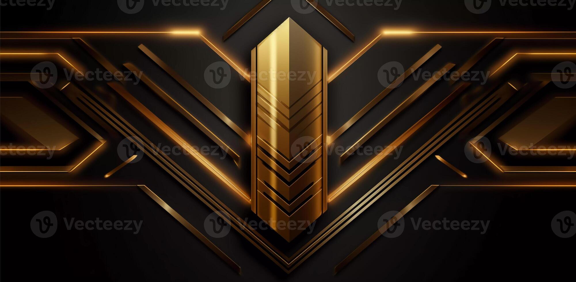 black deco background with a golden arrow on it, orderly symmetry, bold outlines, flat colors, decorative borders photo