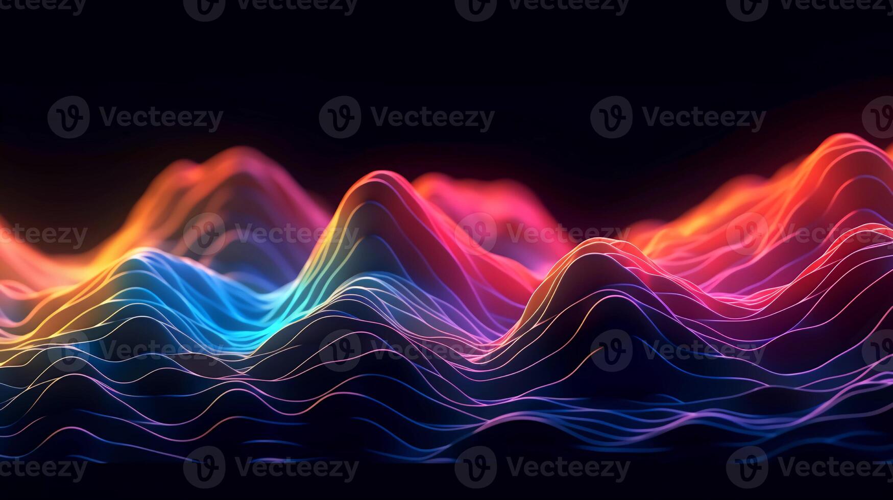 3d electronic music background abstract wave and waves pattern, 3d landscape, in the style of multi-colored minimalism, long exposure photo