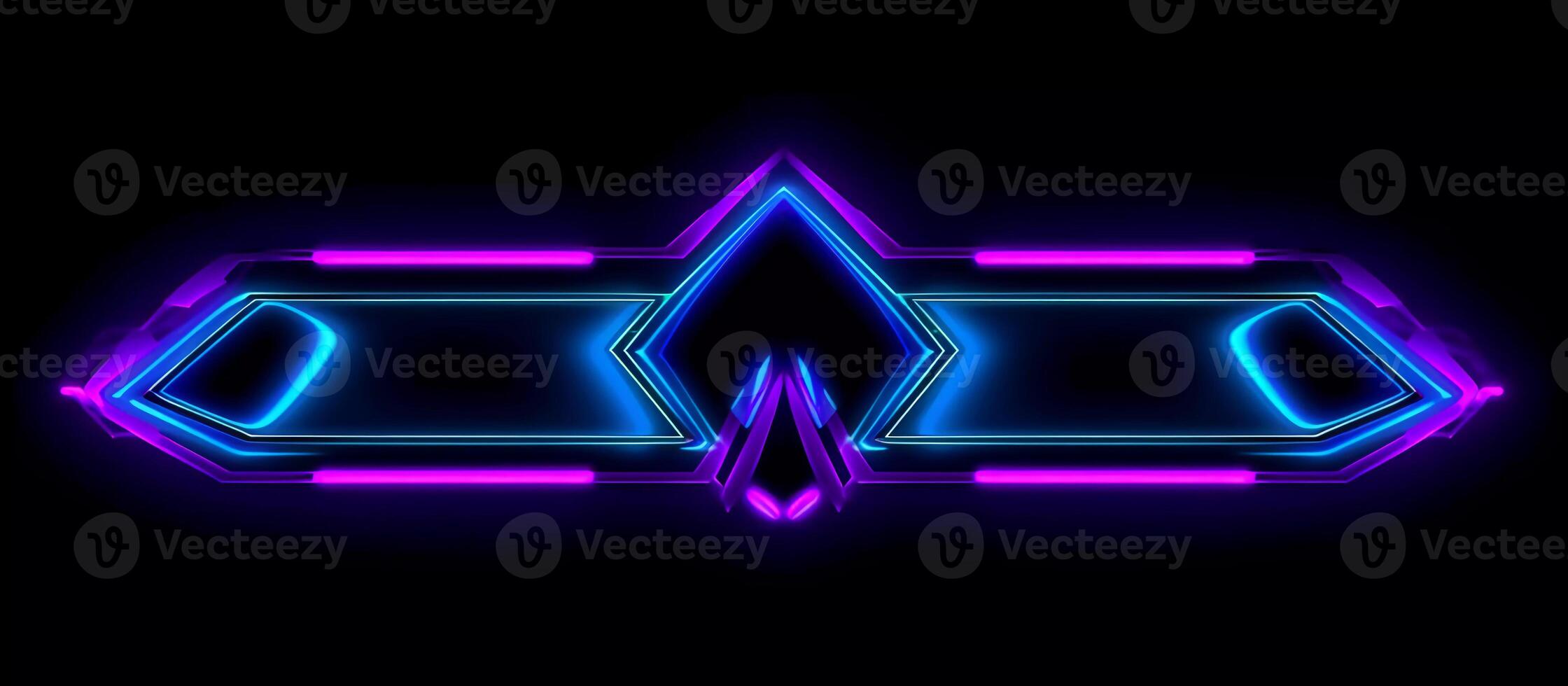 perfect choice for businesses looking for a design that is both futuristic and edgy, this abstract blue and purple neon light shape design on a black background photo