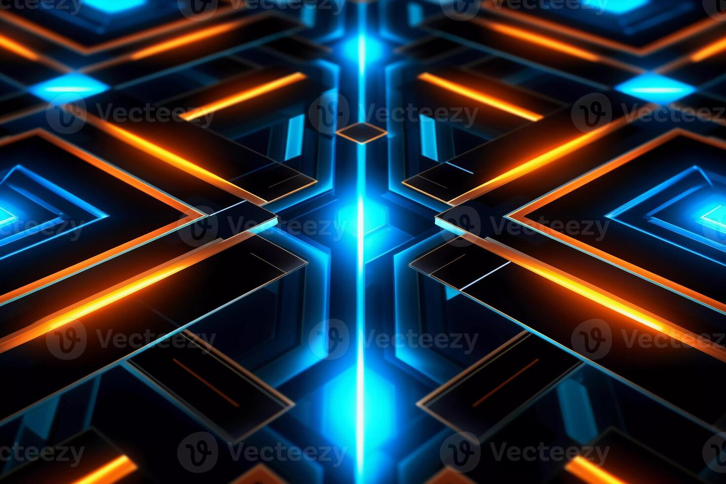 abstract technology abstract 3d blue lines seamless pattern, in the style of dark amber and sky-blue, glowing lights photo