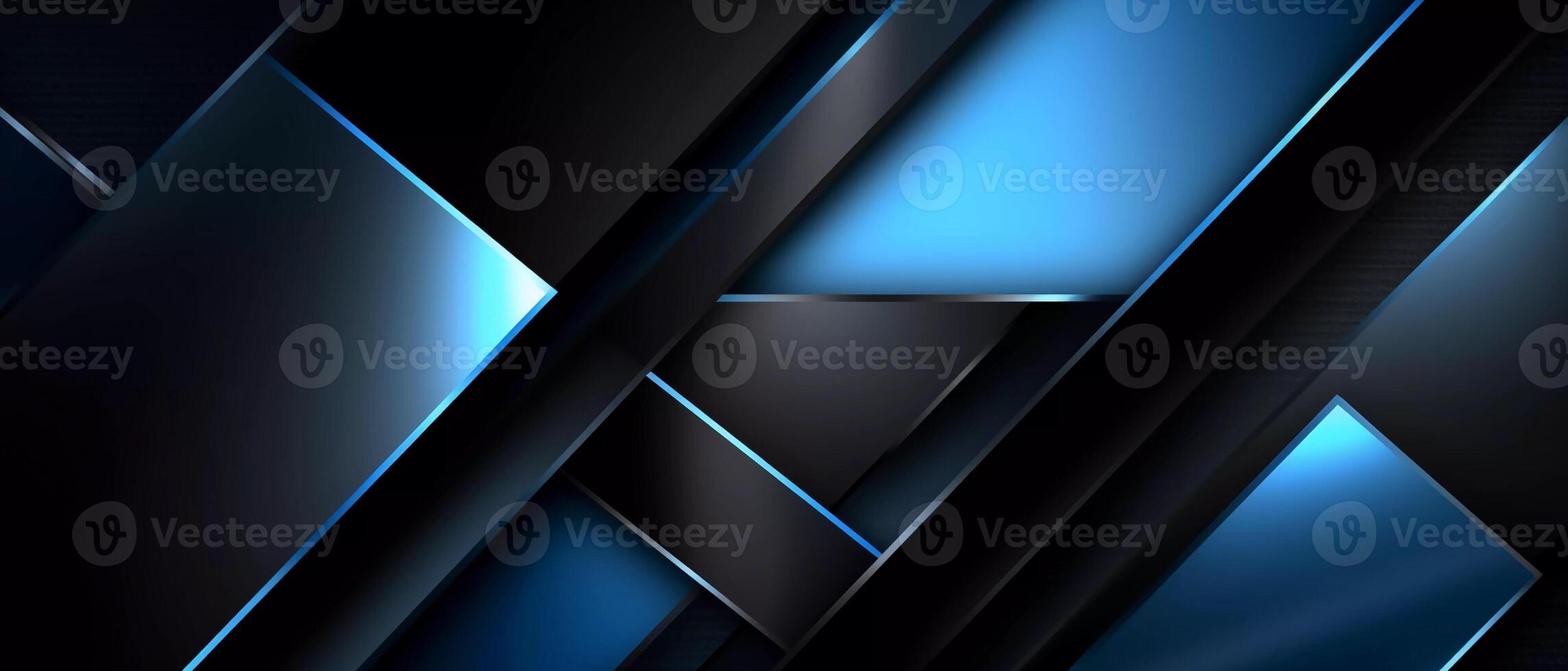 Black blue abstract modern background for design. Dark. Geometric shape. 3d effect. Diagonal lines, stripes. Triangles. Gradient. Light, glow Web banner. Wide. Panoramic photo