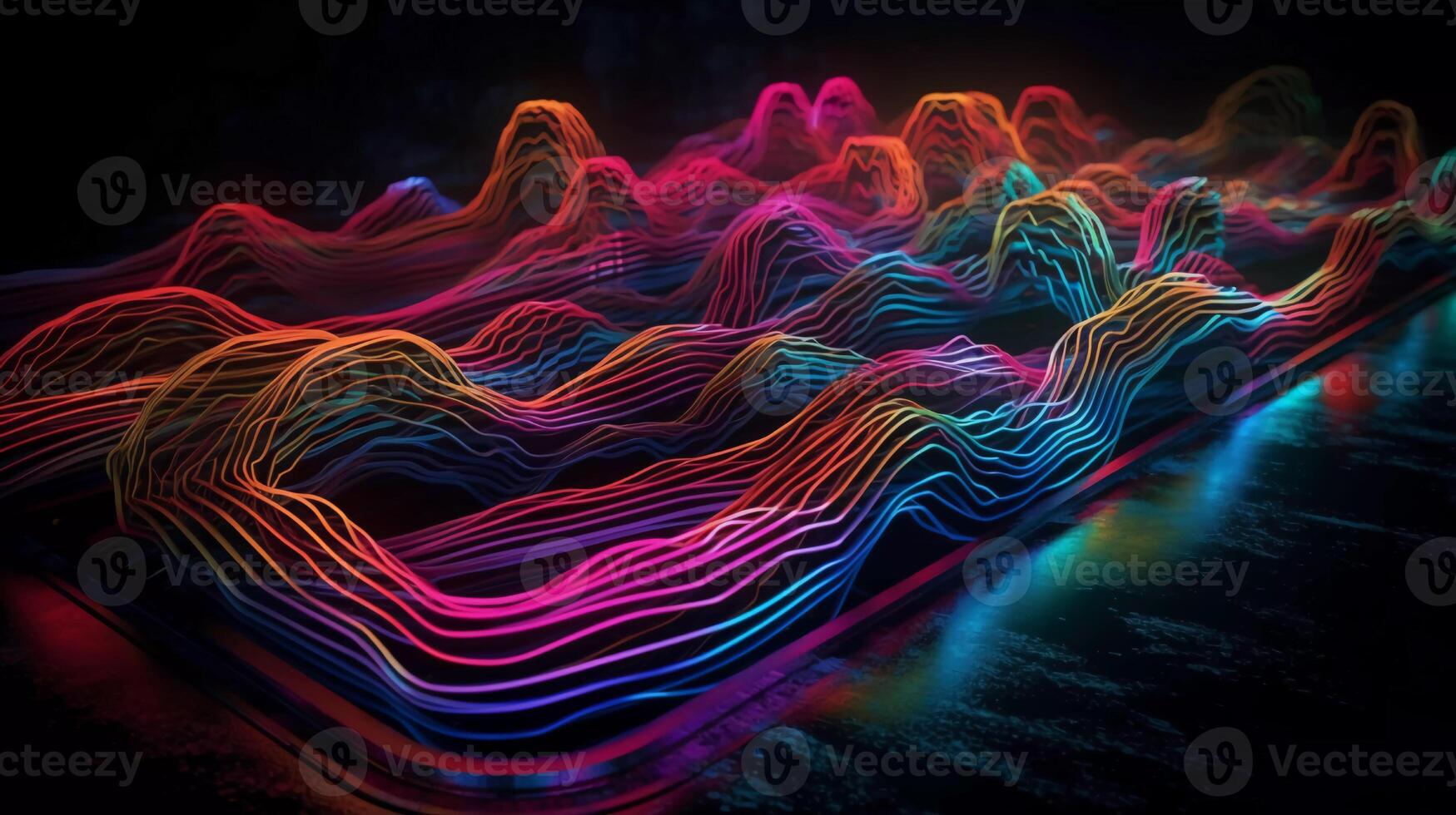 Experience the fusion of art and technology in Glowing Neon Waves Embark on a journey where the boundaries between art and technology photo