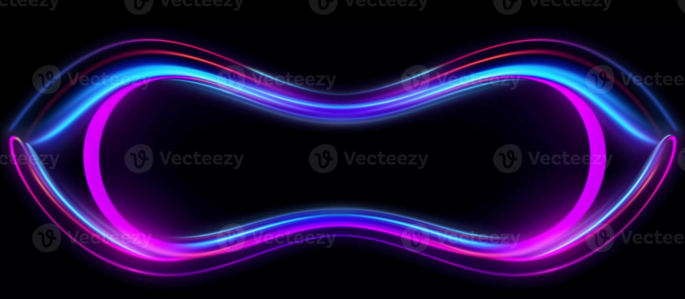 perfect choice for businesses looking for a design that is both futuristic and edgy, this abstract blue and purple neon light shape design on a black background photo