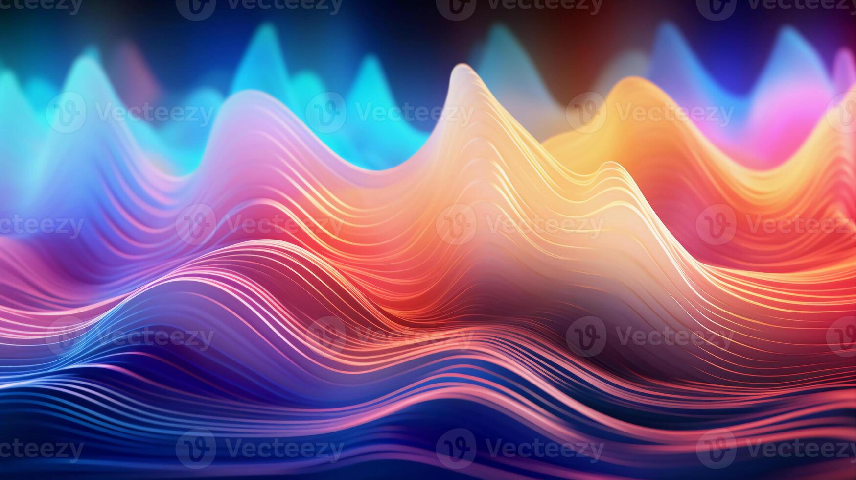 3d electronic music background abstract wave and waves pattern, 3d landscape, in the style of multi-colored minimalism, long exposure photo