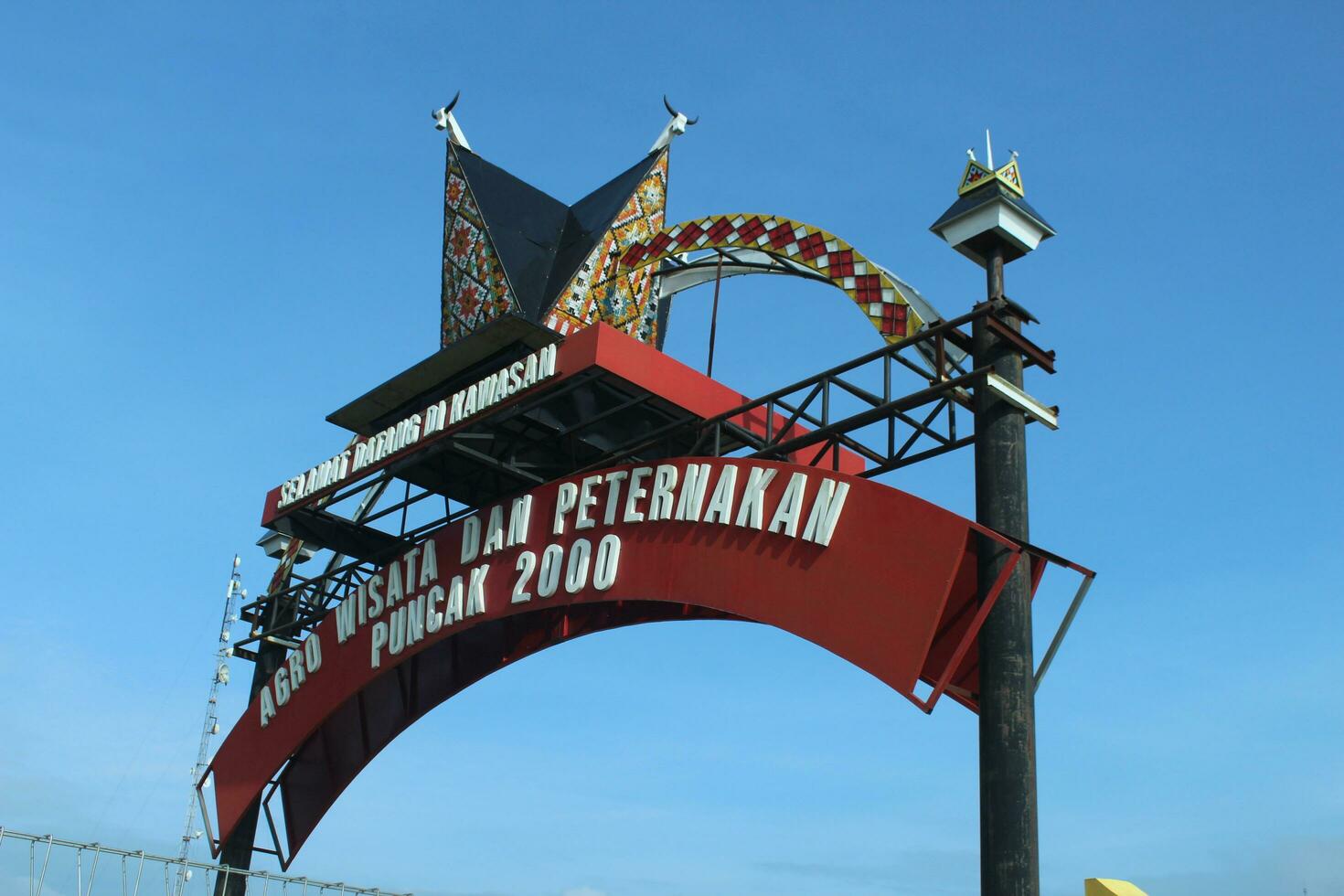 Karo, Indonesia, April 2023 - view of the welcome monument.  visitor entrance at the top of 200. photo