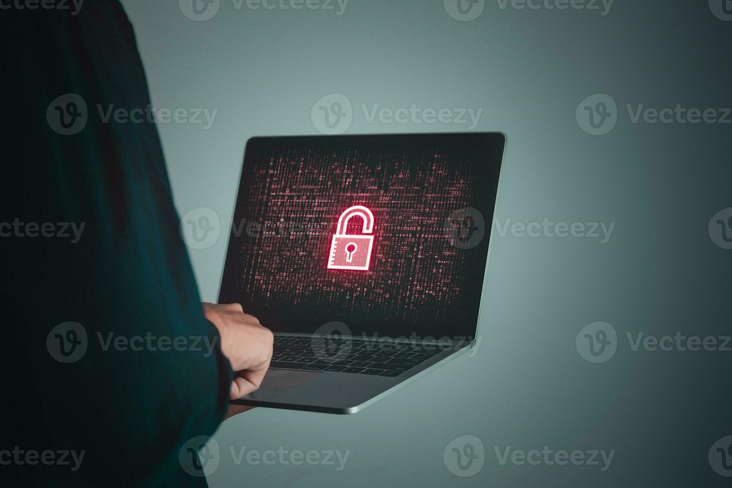 Data Security system concept, Business man is logging into system and  security icon on screen, innovation technology, cloud computing, internet network communication photo