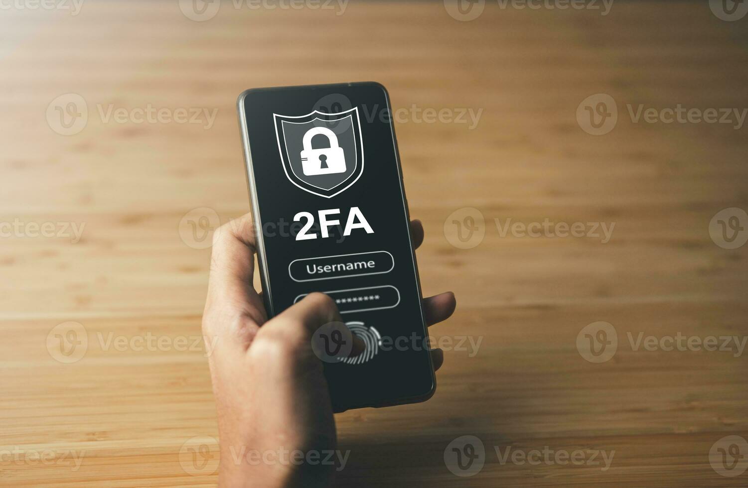 Data Security system concept, Business man use mobile phone with security icon and 2FA screen, innovation technology, cloud computing, internet network communication photo