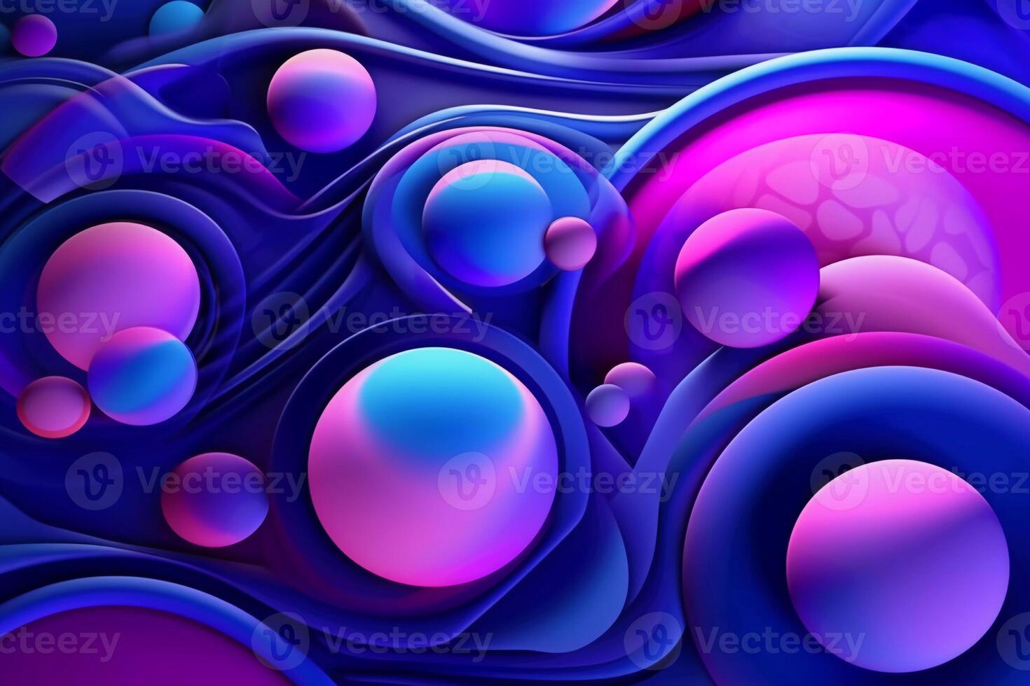 purple blue abstract background with blue spheres, fluid shapes, colorful moebius photo