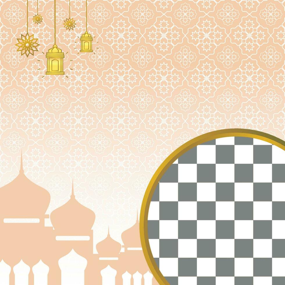 islámico rebaja póster modelo con gratis espacio para texto y foto. con mandala adornos, mandalas y mezquitas diseño para bandera, social medios de comunicación y web. vector ilustración
