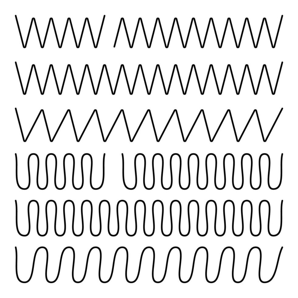 zig zag vector set, dudle line pattern design for border.