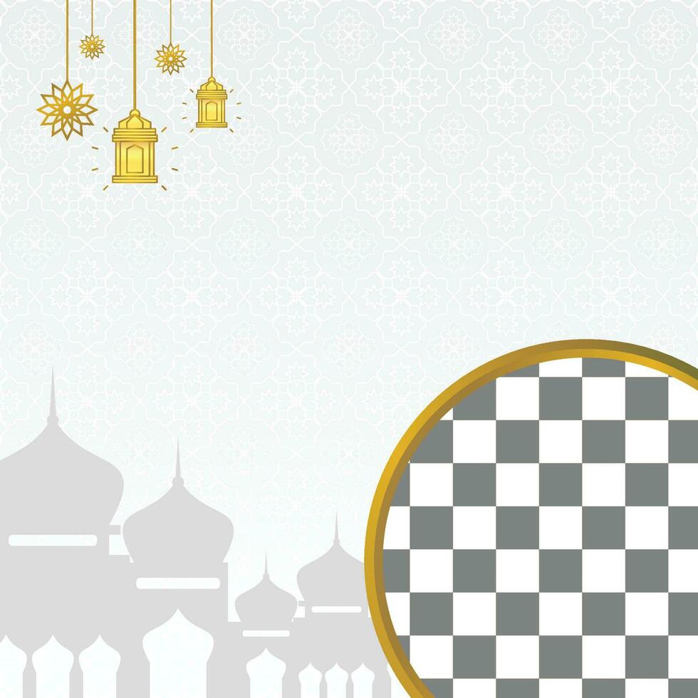 islámico rebaja póster modelo con gratis espacio para texto y foto. con mandala adornos, mandalas y mezquitas diseño para bandera, social medios de comunicación y web. vector ilustración
