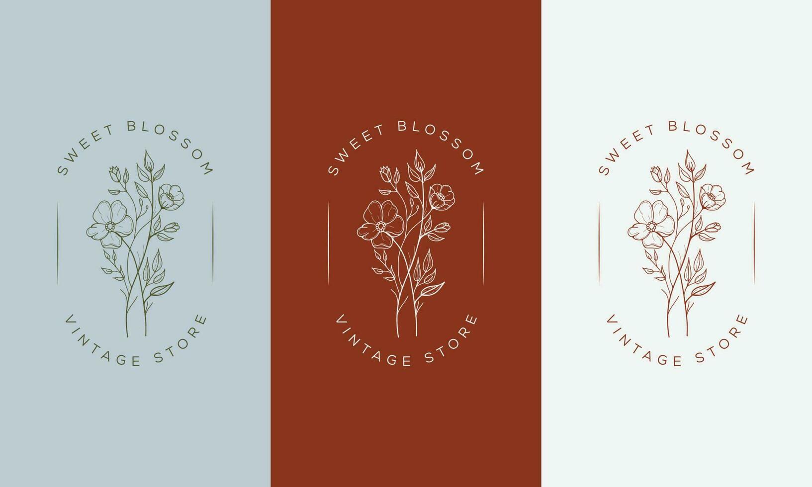 logotipo dibujado a mano con elementos florales botánicos con flores silvestres y hojas. logo para spa y salón de belleza, boutique, tienda orgánica, boda, diseñador floral, interior, fotografía, cosmética. vector