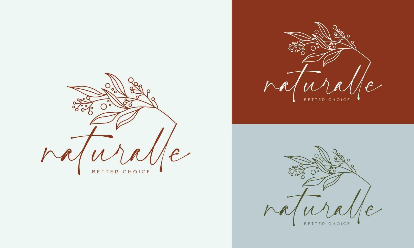 Botanical Floral element Hand Drawn Logo with Wild Flower and Leaves. Logo for spa and beauty salon, boutique, organic shop, wedding, floral designer, interior, photography, cosmetic. vector