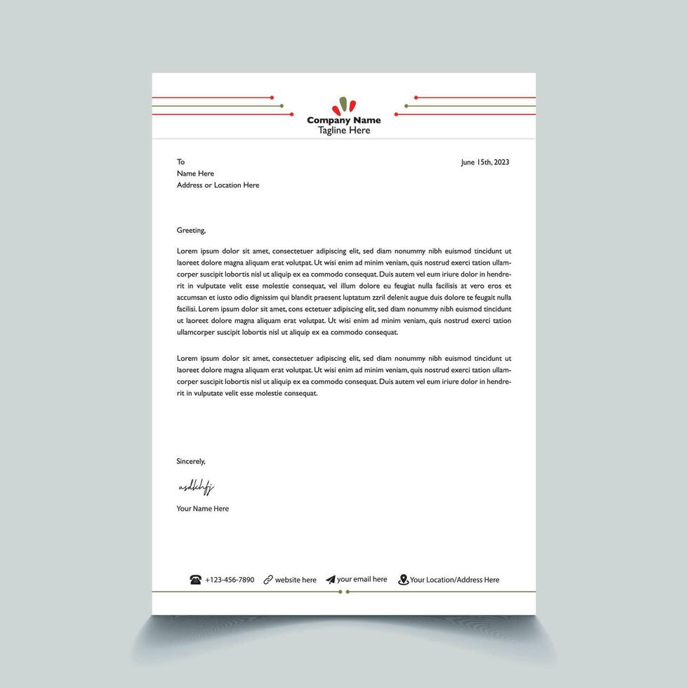 corporate modern business letterhead design template. Free Vector