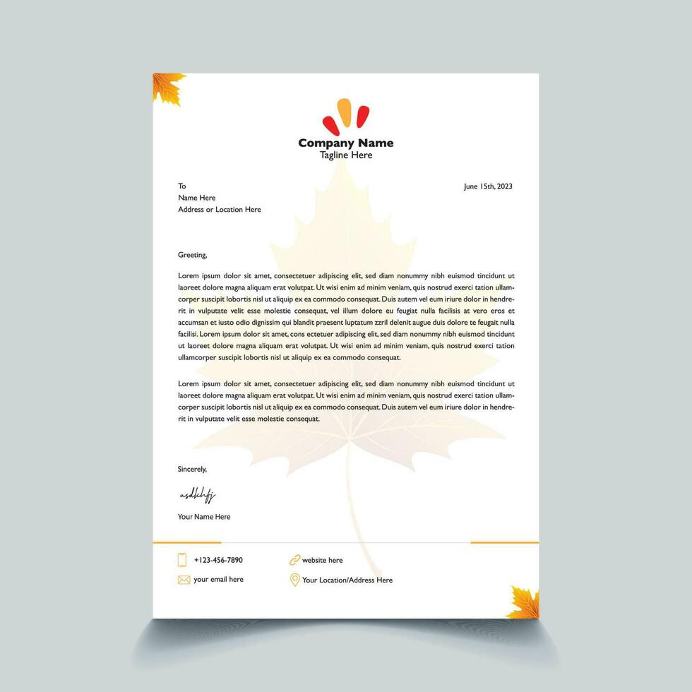 Corporate modern business letterhead design template. vector