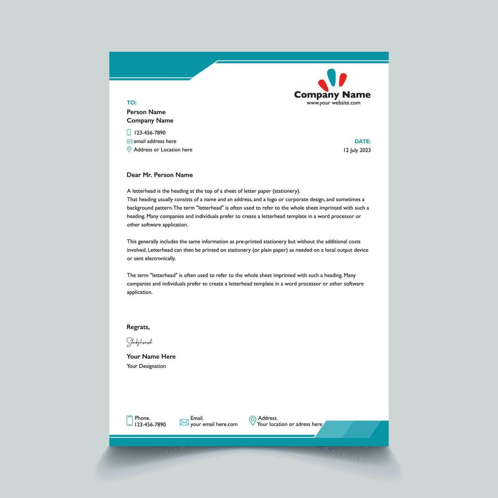 Corporate modern business letterhead design template. vector