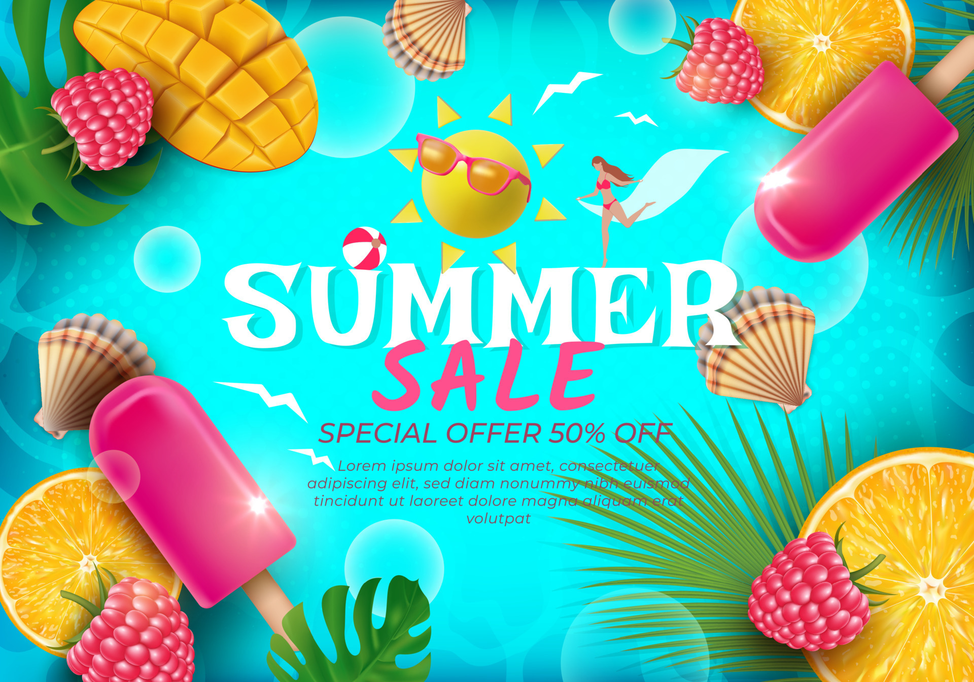 Summer Sale Ads Banner Concept Poster Card. Vector 24231547 Vector Art at Vecteezy