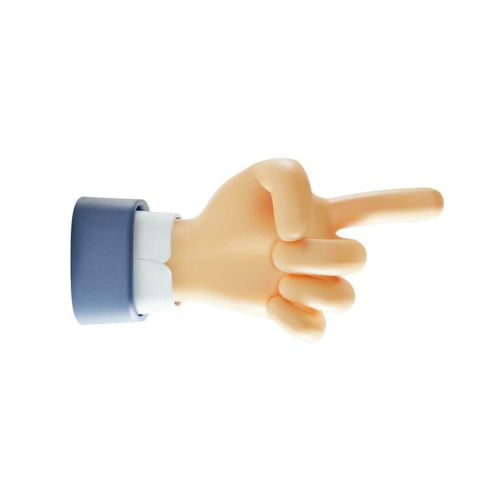 3d Hands Counting One Plasticine Cartoon Style. Vector