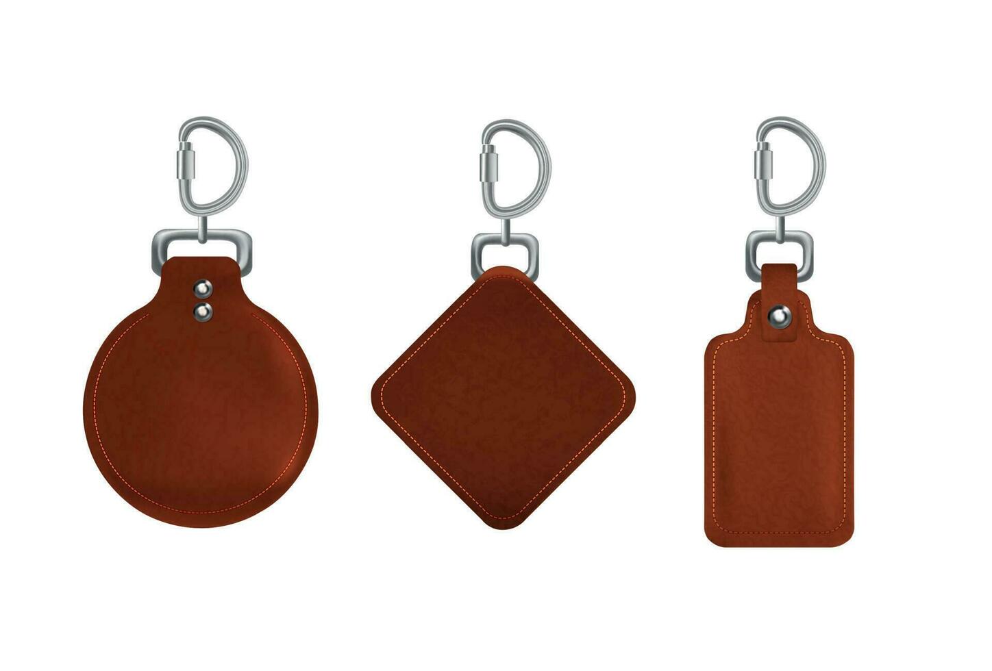 Realistic Detailed 3d Different Decorative Pendant Leather Set. Vector